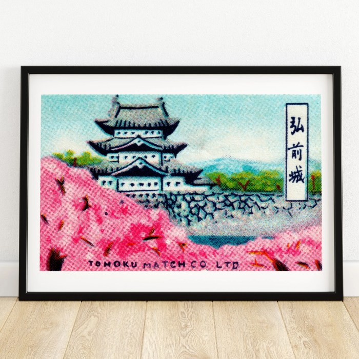 Japanese Castle Matchbox Print Aesthetic Wall Art Vintage Japan Art Matchbox Wall Poster Vintage ...